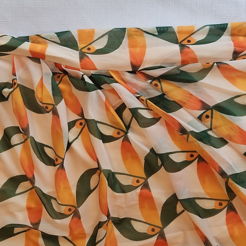 Farm Rio For Anthropologie Tropical Short Sleeve Printed Mesh Midi Dress - Picture 9 of 12